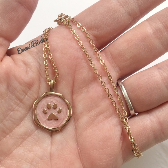 ✨3for$38 New Minimalist Paw Print Gold & Pink Charm Necklace - Picture 12 of 14